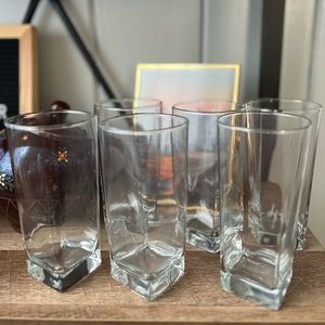 6 Vintage On The Rock 14oz Highball 4 Sided Glass ( Set Of 6)